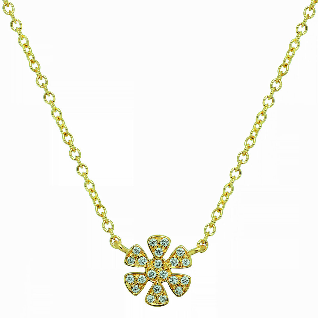 Collana con ciondolo in diamanti a forma di margherita in oro giallo - z93